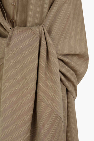 Edith, vestido de lino a rayas marron