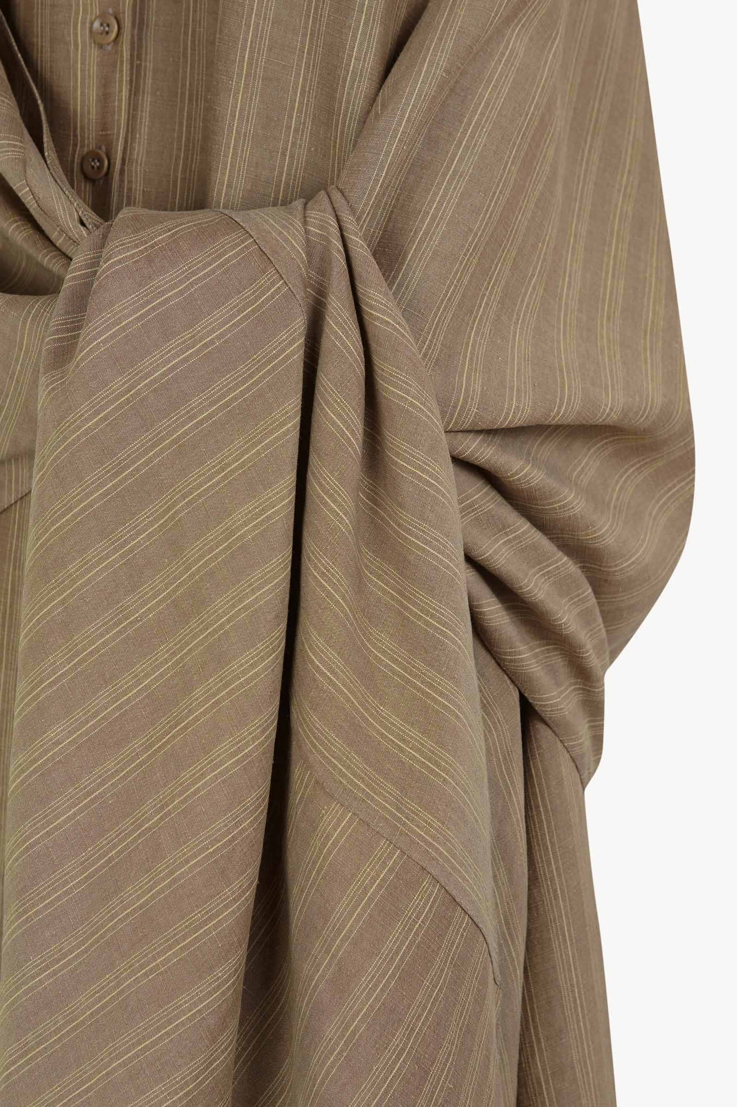 Edith, vestido de lino a rayas marron