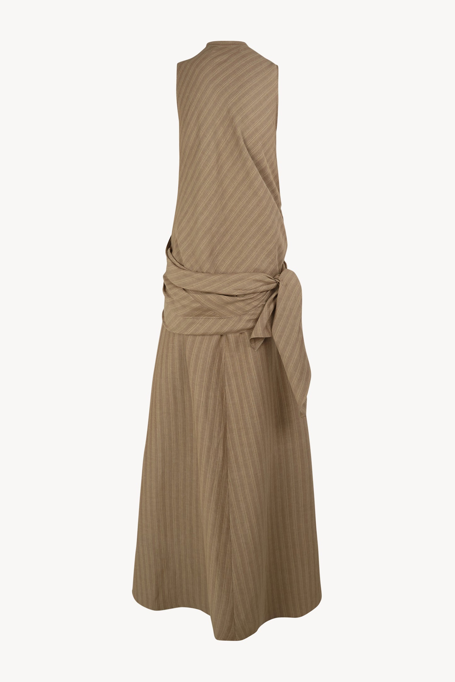 Edith, vestido de lino a rayas marron