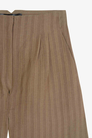 Edith, pantalon de lino a rayas marron
