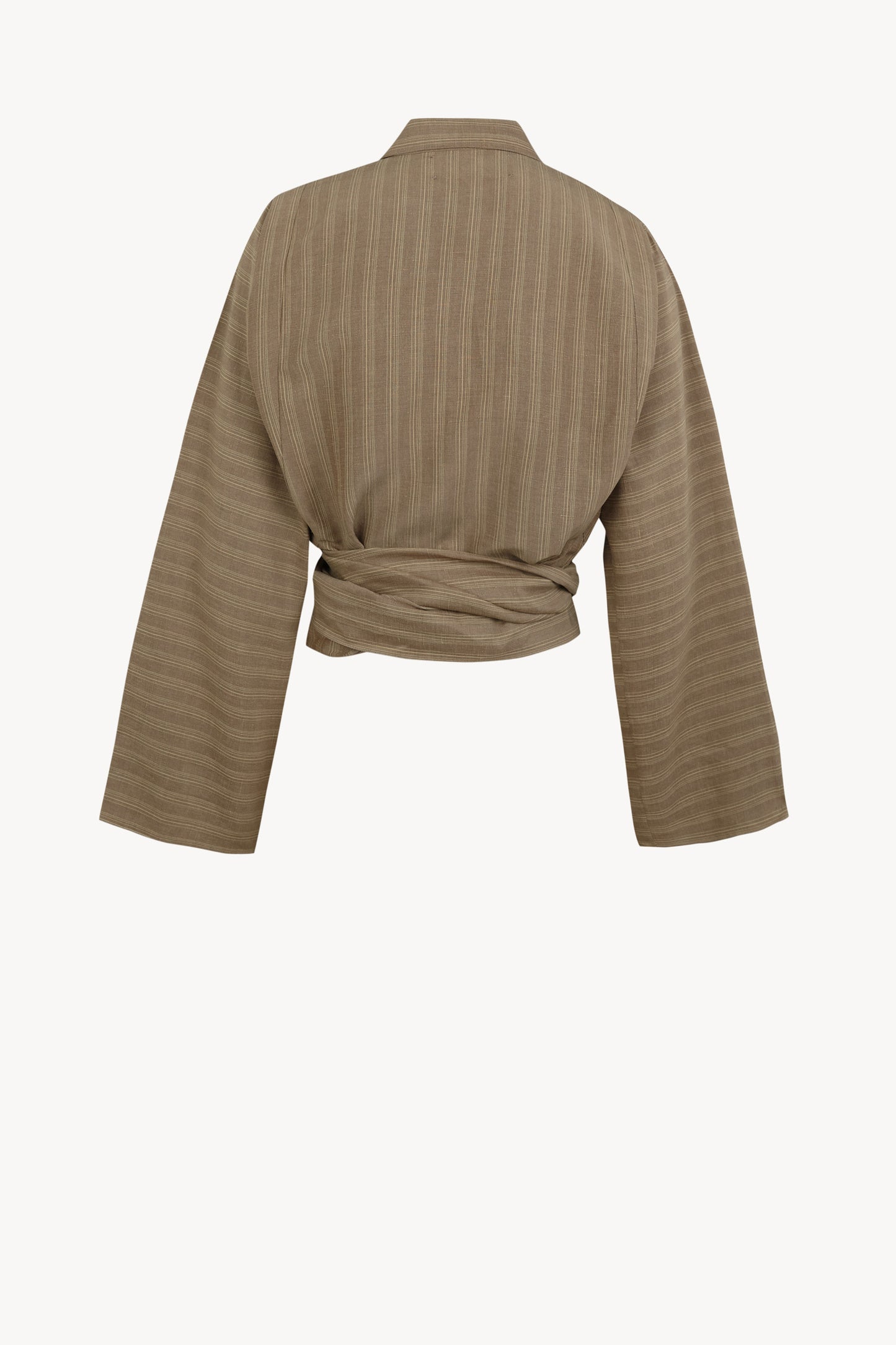 Edith, camisa de lino a rayas marron