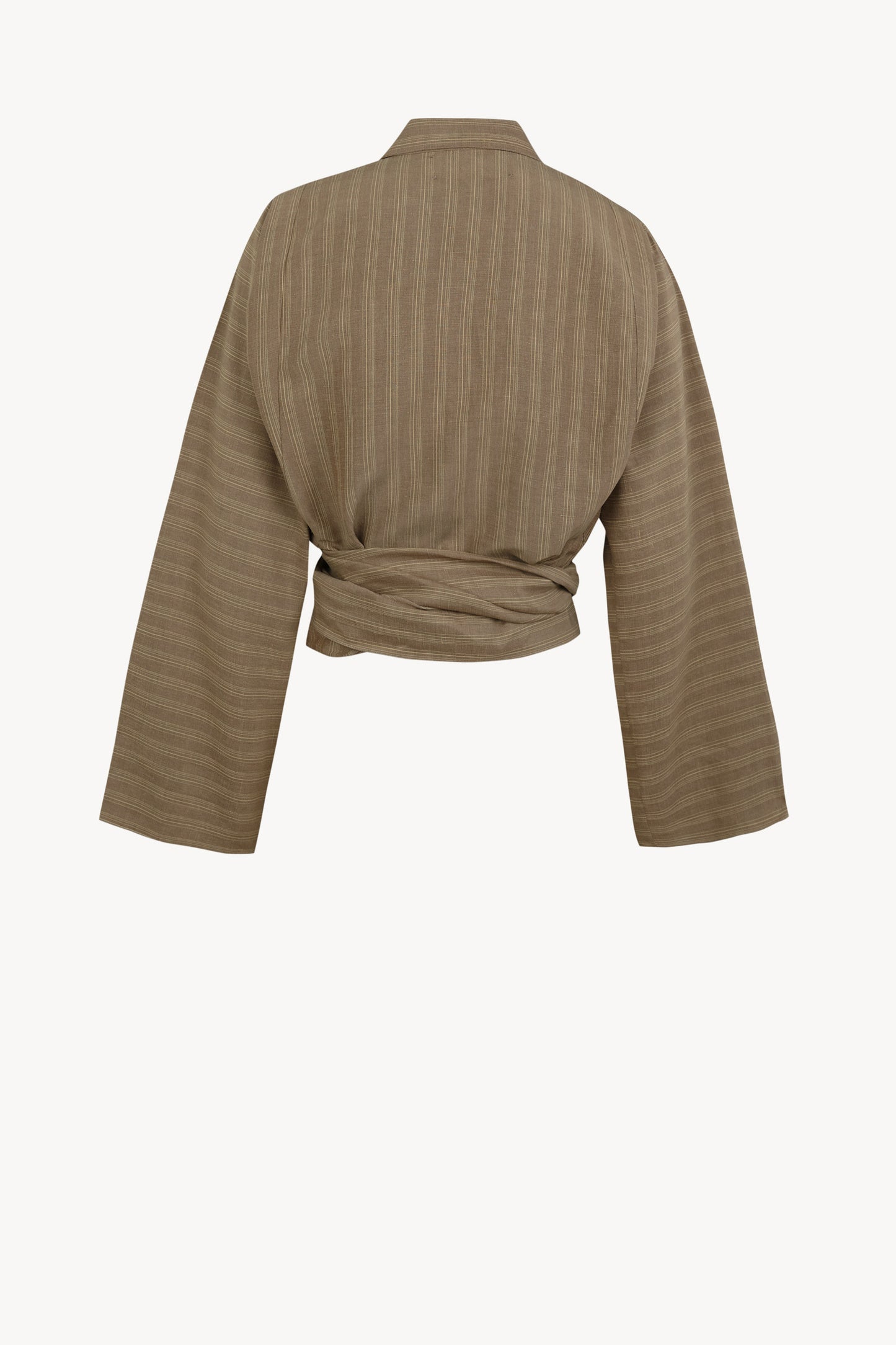 Edith, camisa de lino a rayas marron