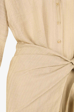 Eloise, vestido jacquard a rayas beige