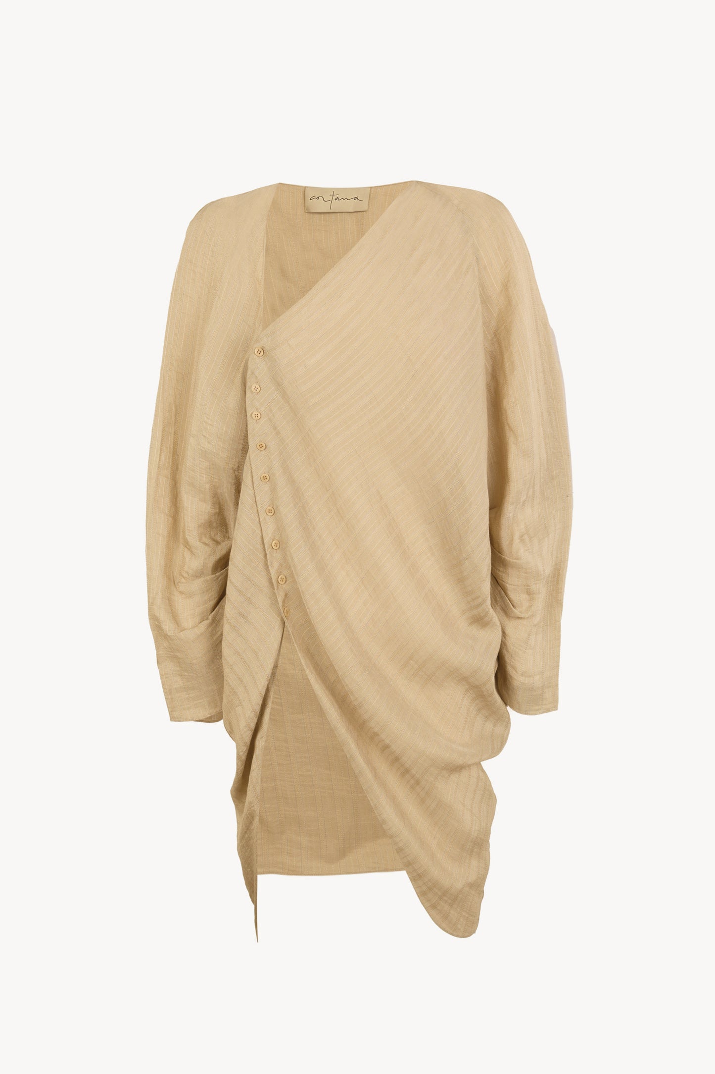 Eloise, beige striped jacquard blouse