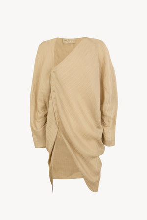 Eloise, beige striped jacquard blouse