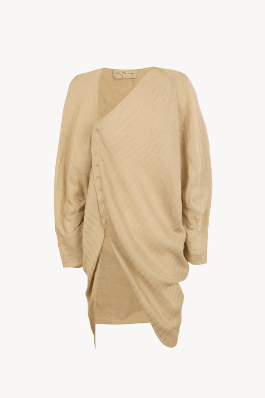 Eloise, blusa jacquard a rayas beige
