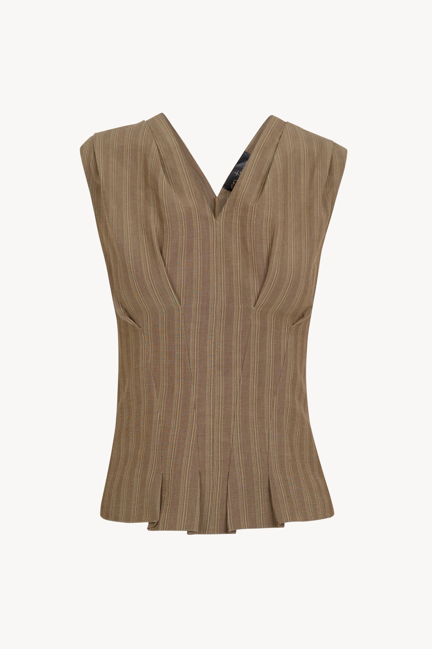 Ida, brown striped linen and silk top