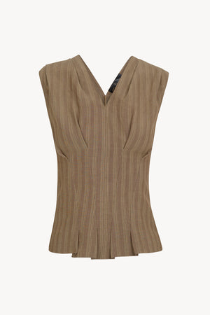 Ida, brown striped linen and silk top