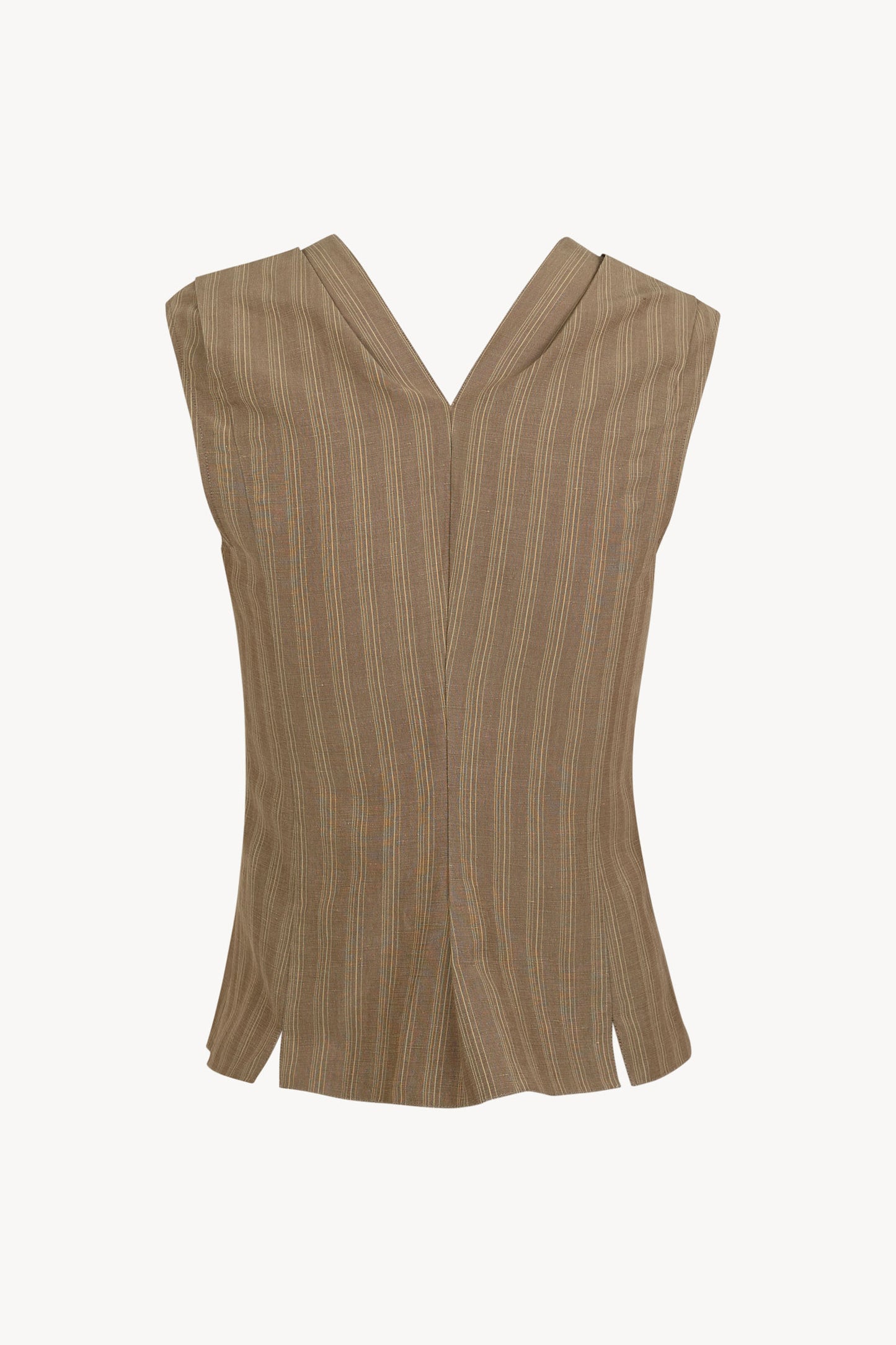 Ida, brown striped linen and silk top