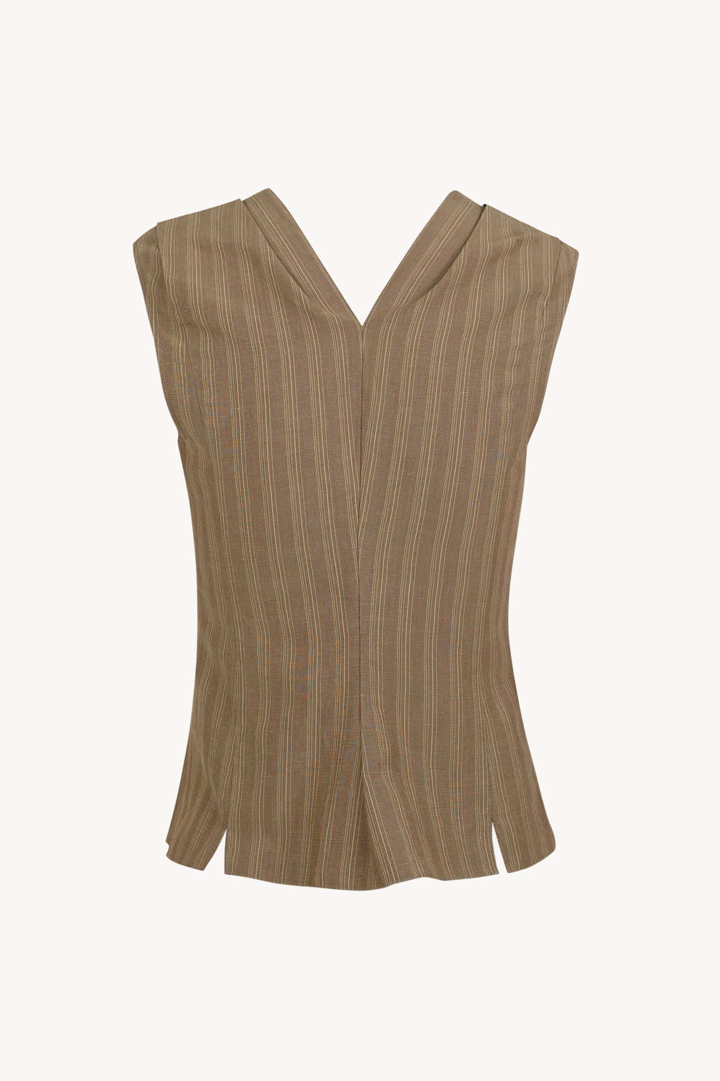 Ida, brown striped linen and silk top