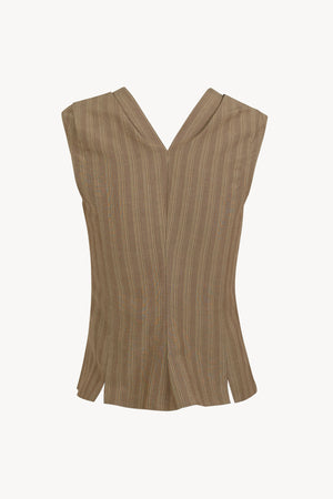 Ida, brown striped linen and silk top