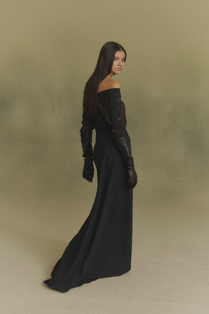 Ever, black high-waisted long skirt
