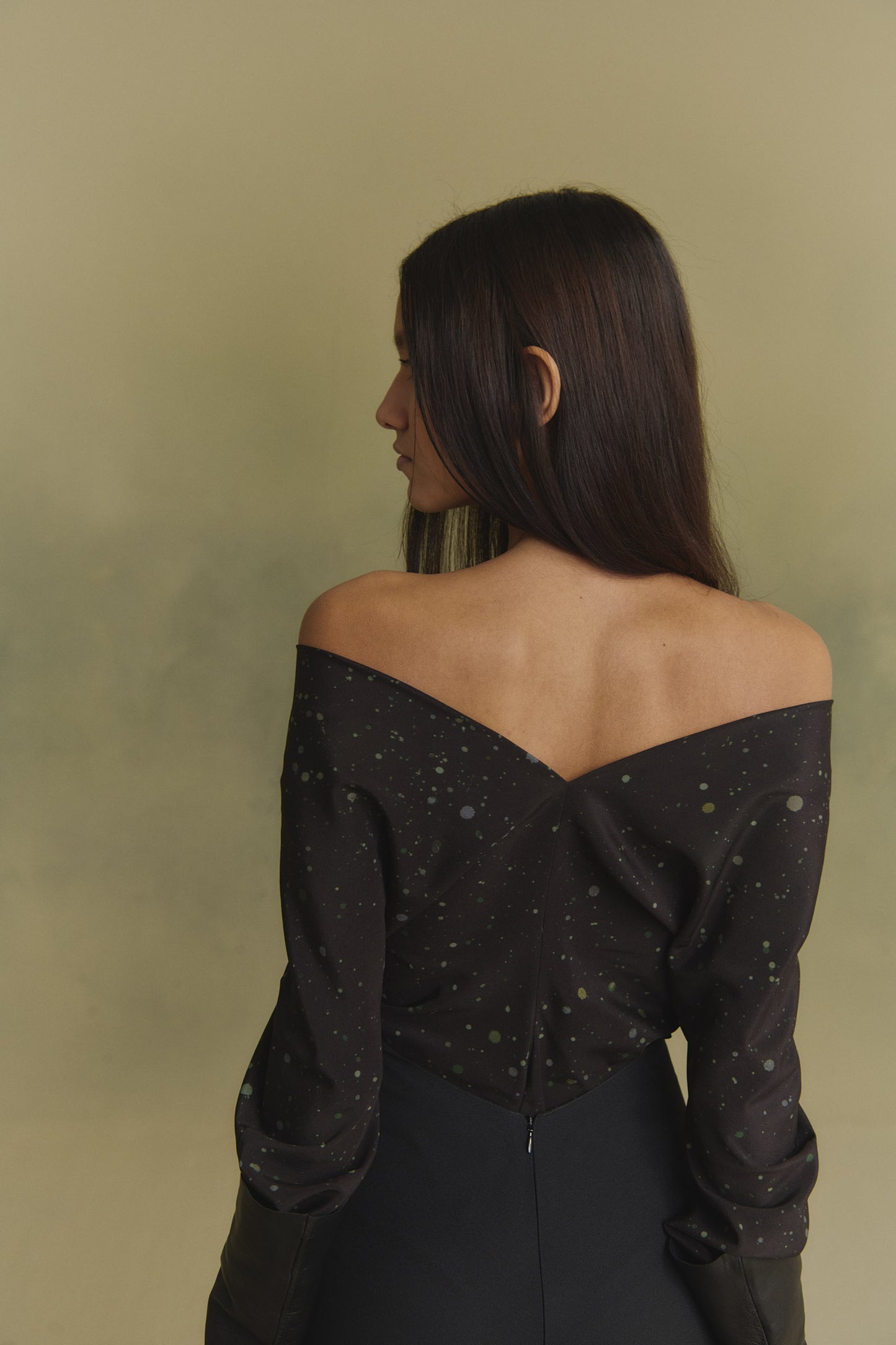 Kaz, stains print stretch silk top