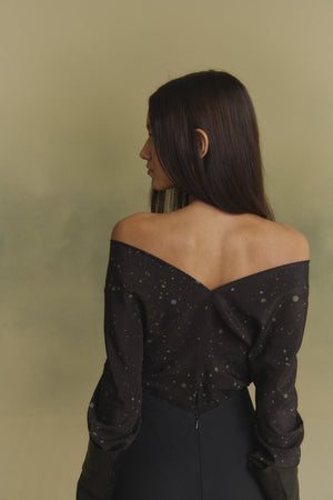 Kaz, stains print stretch silk top