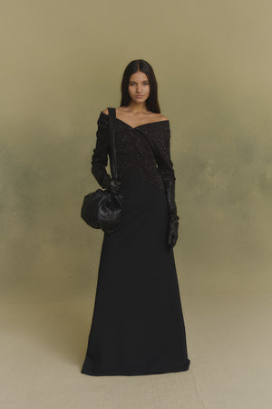 Ever, black high-waisted long skirt