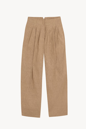 Odel, pantalon de lino y cupro beige oscuro