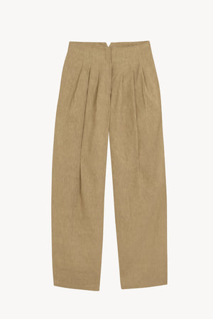Odel, pantalon de lino y cupro beige oscuro
