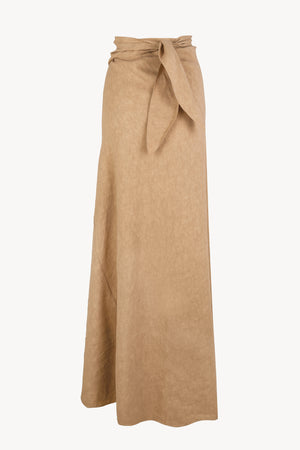 Odel, falda larga de lino y cupro beige oscuro