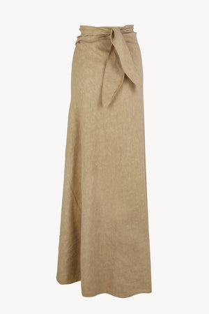 Odel, dark beige linen and cupro skirt