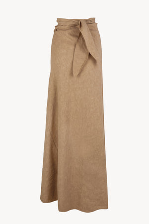 Odel, dark beige linen and cupro skirt