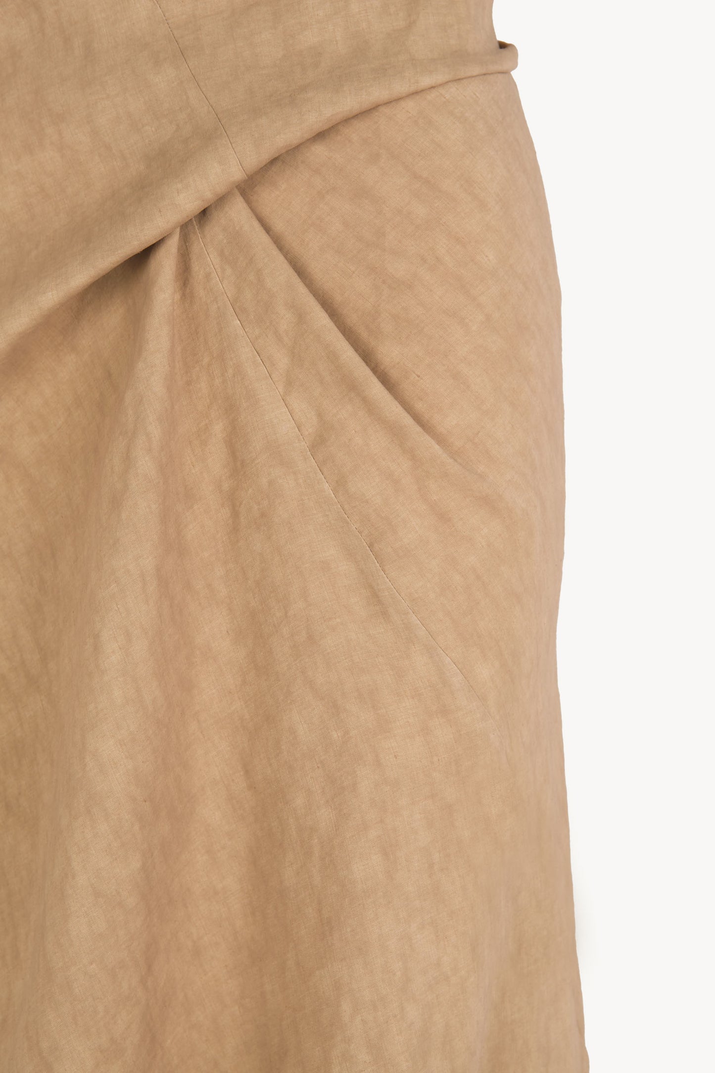 Odel, falda larga de lino y cupro beige oscuro
