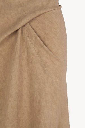 Odel, dark beige linen and cupro skirt