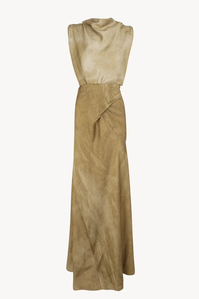 Opale, vestido largo bronce maltinto