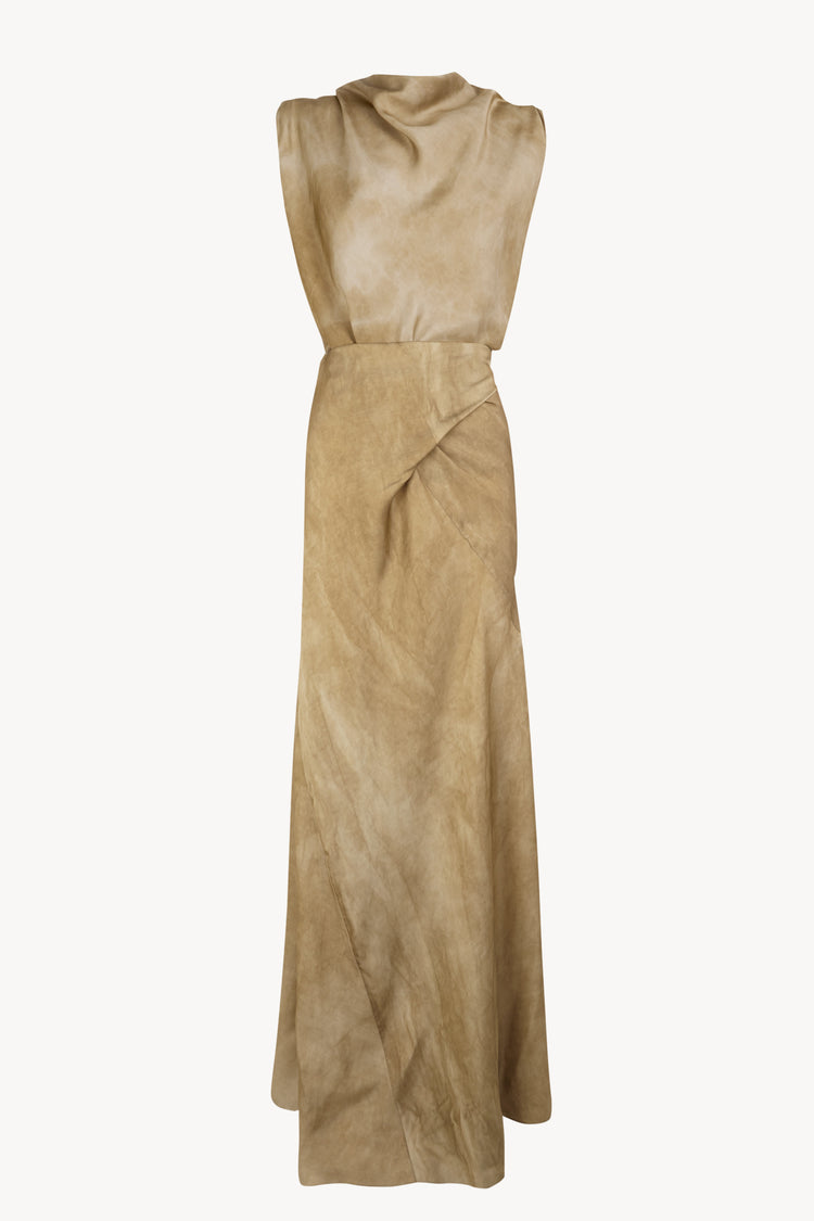 Opale, long bronze maltinto dress
