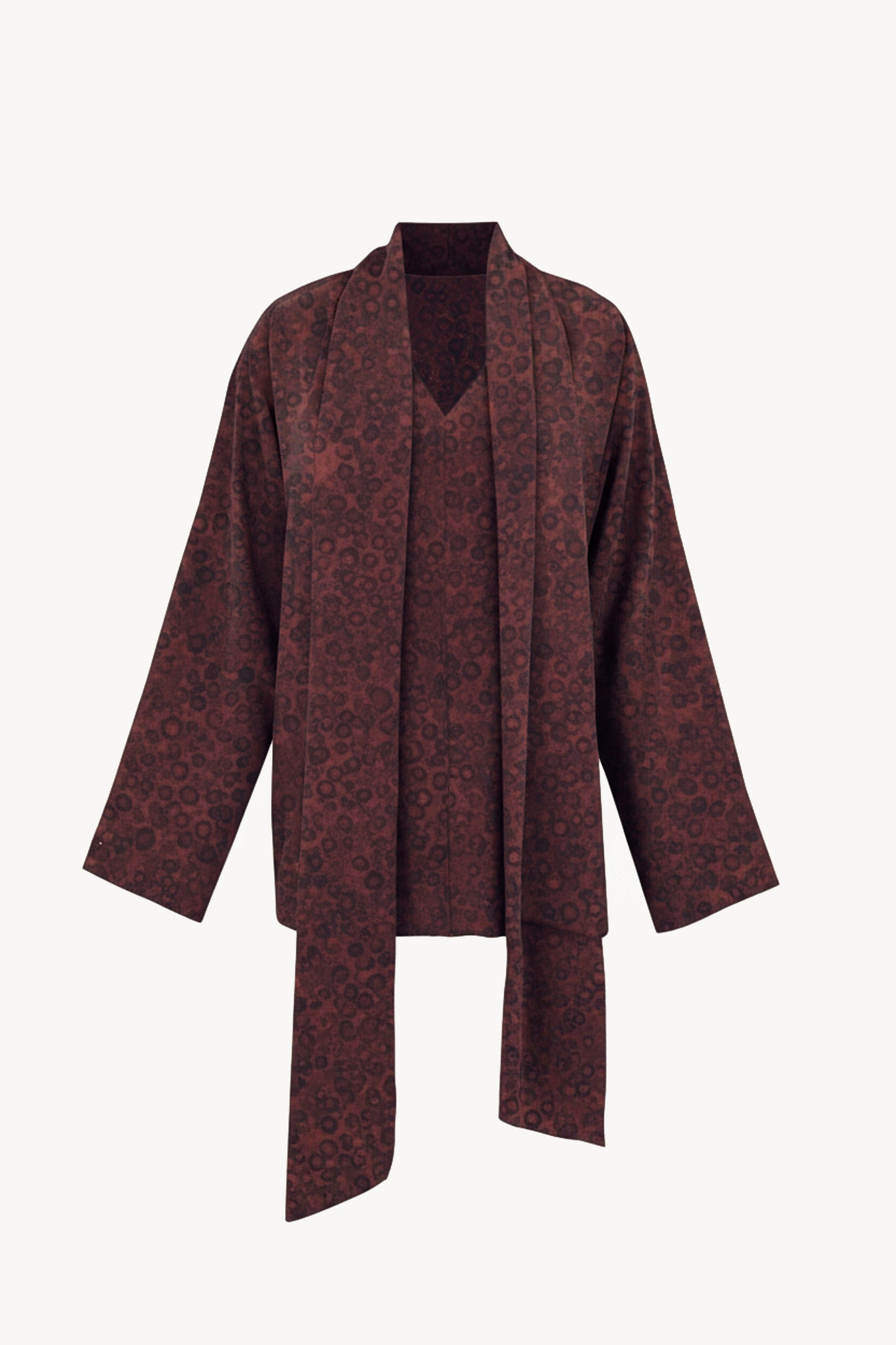 Deep, hoop print silk top