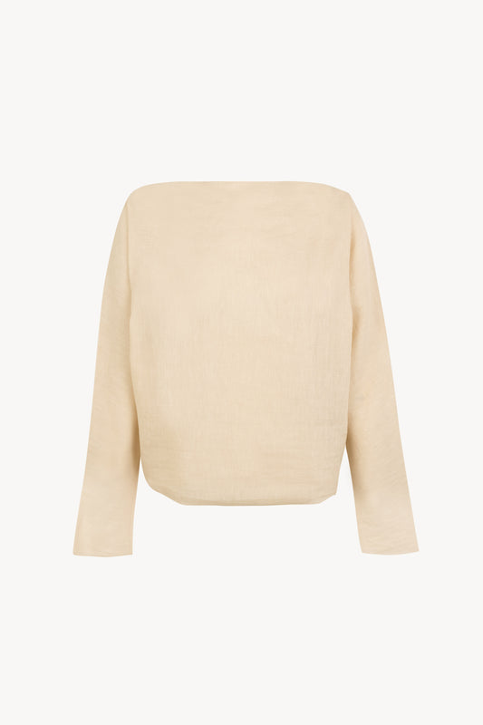 Pune, top de algodon y lino beige claro