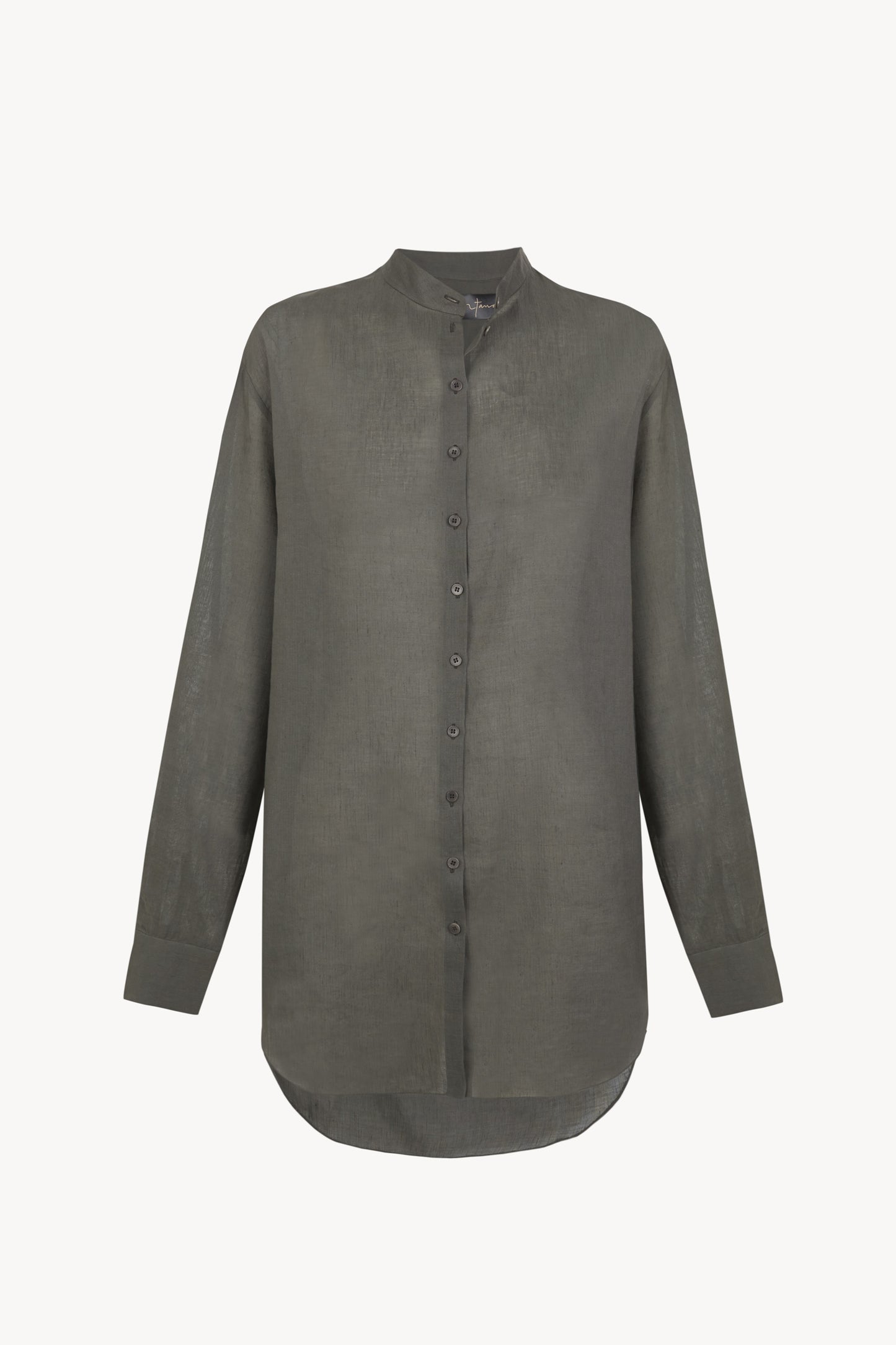 Raoul, camisa de algodon y lino gris oscuro