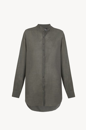 Raoul, camisa de algodon y lino gris oscuro