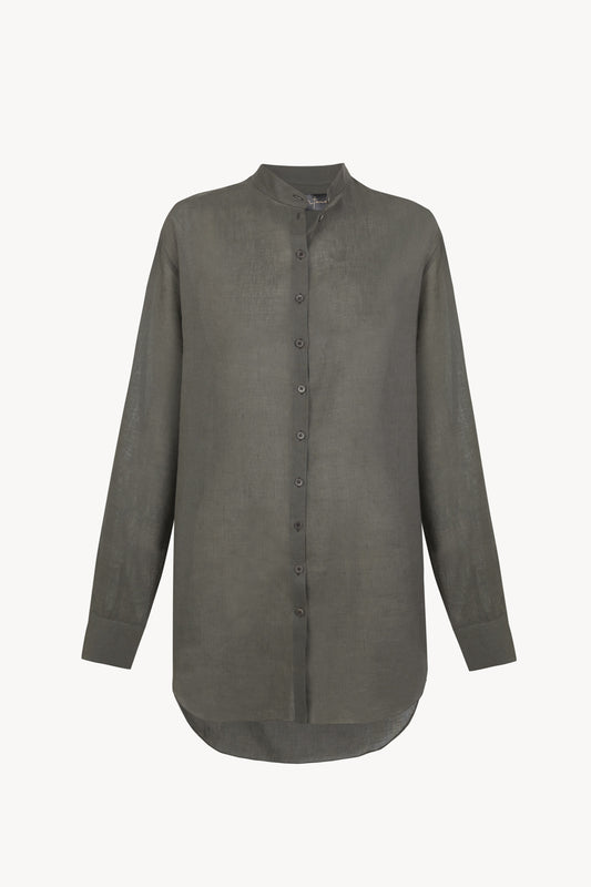 Raoul, camisa de algodon y lino gris oscuro