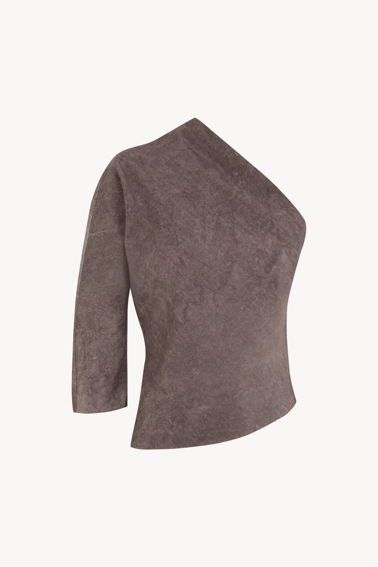 Sabina, top asimetrico gris malva maltinto