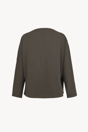 Sara, dark grey crossed silk top