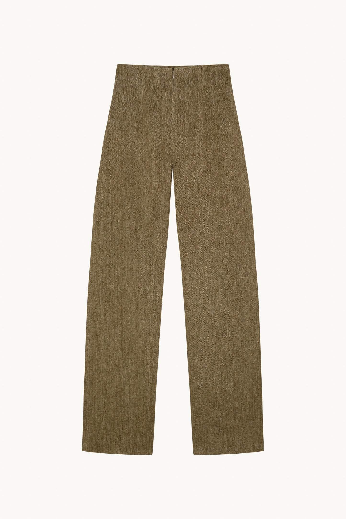 Tourmaline, khaki jacquard linen trousers