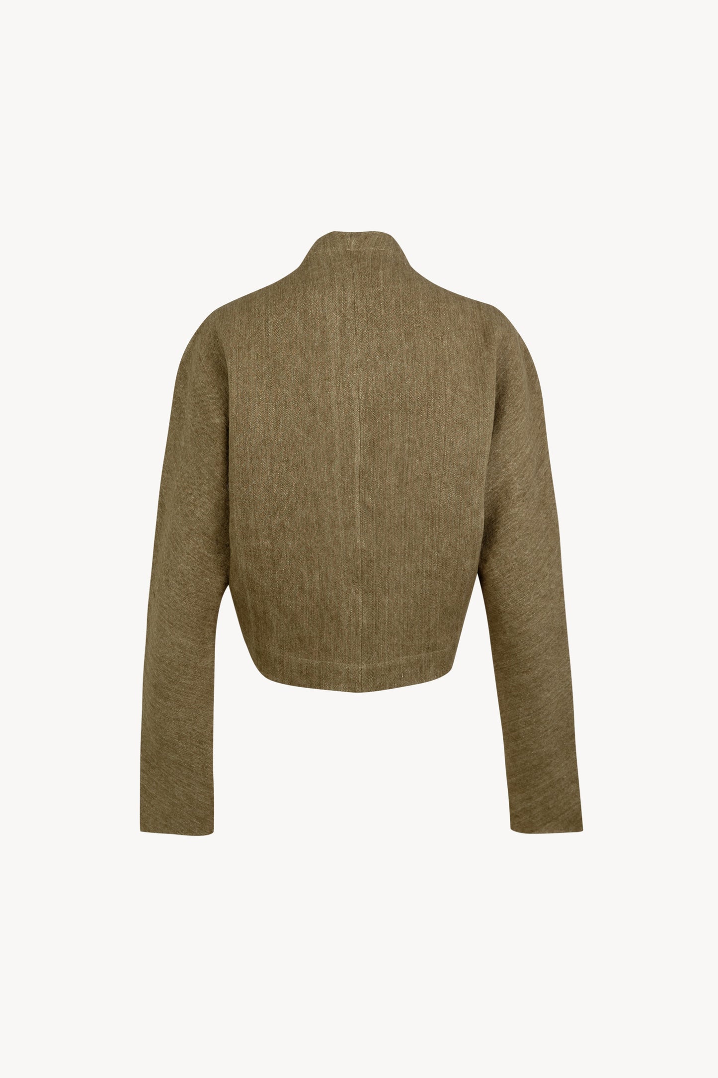 Tourmaline, chaqueta corta de lino jacquard kaki tostado