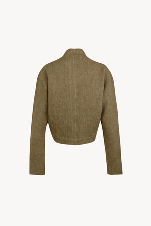 Tourmaline, chaqueta corta de lino jacquard kaki tostado