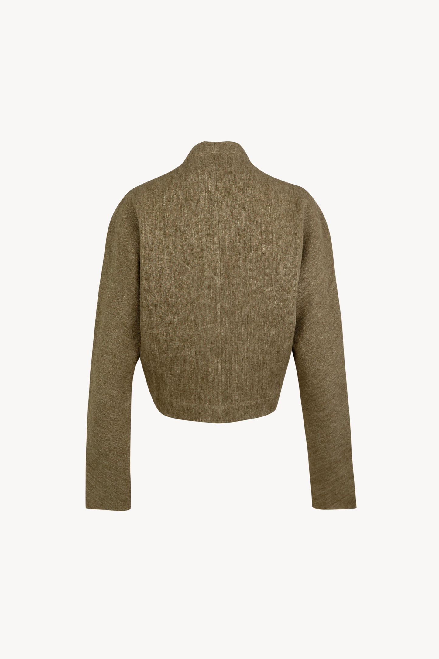Tourmaline, khaki jacquard linen short jacket