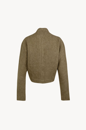 Tourmaline, khaki jacquard linen short jacket