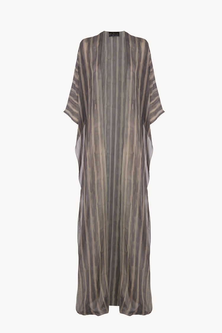 Ursula, orea print silk flowing long jacket