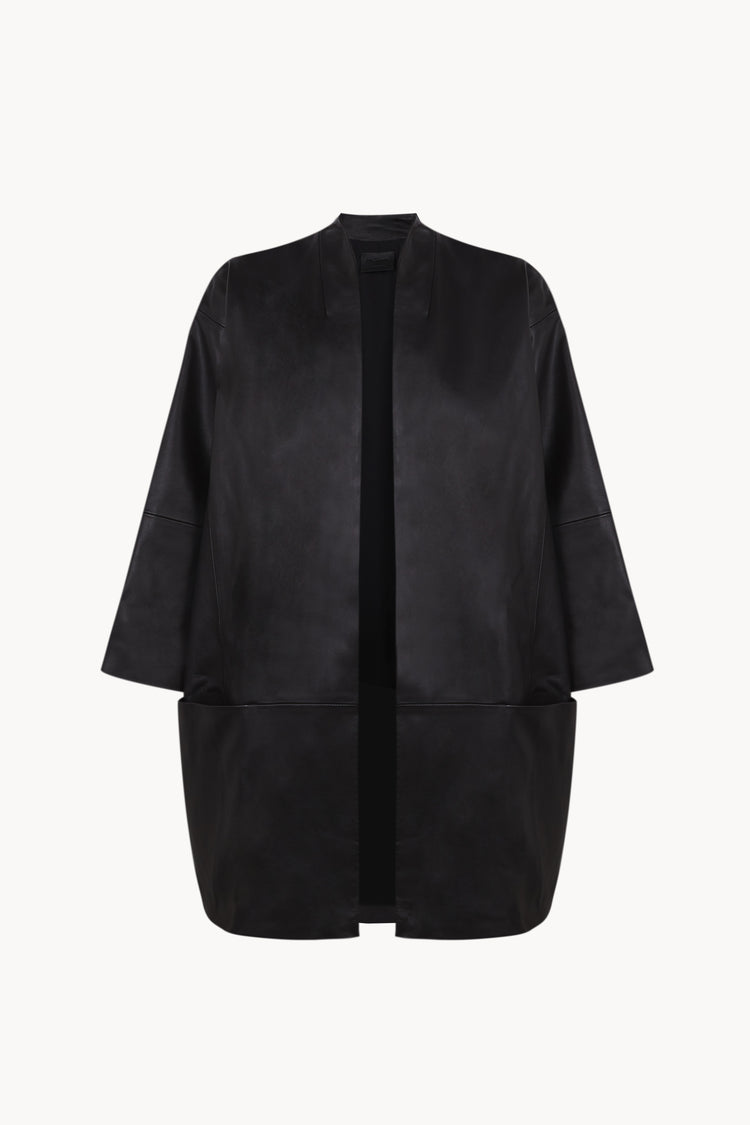 Lira leather, abrigo de piel negro