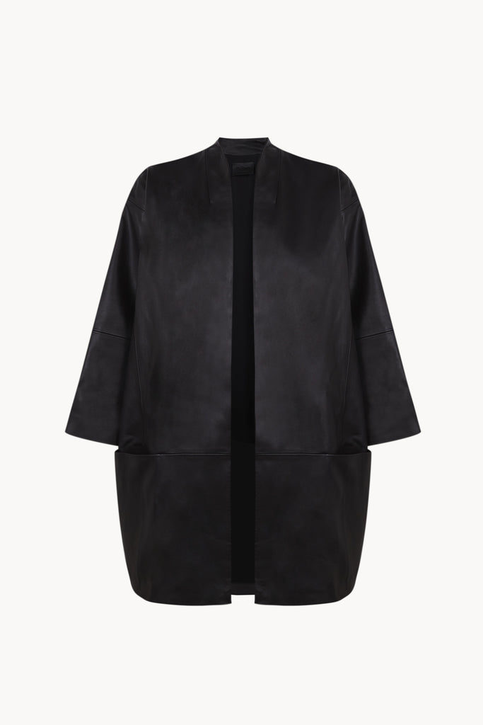 Lira leather, abrigo de piel negro