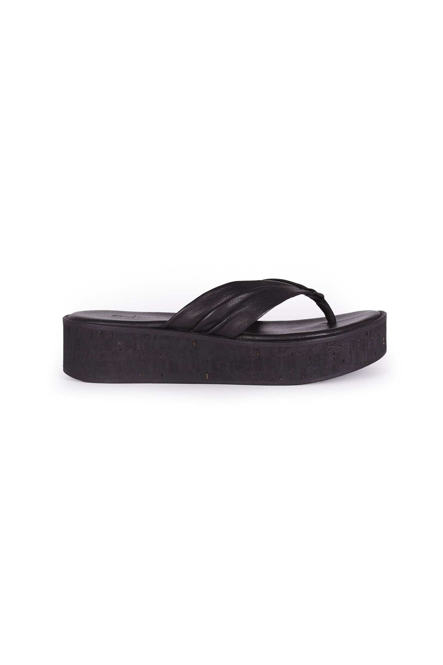 Ada, black leather flip-flops