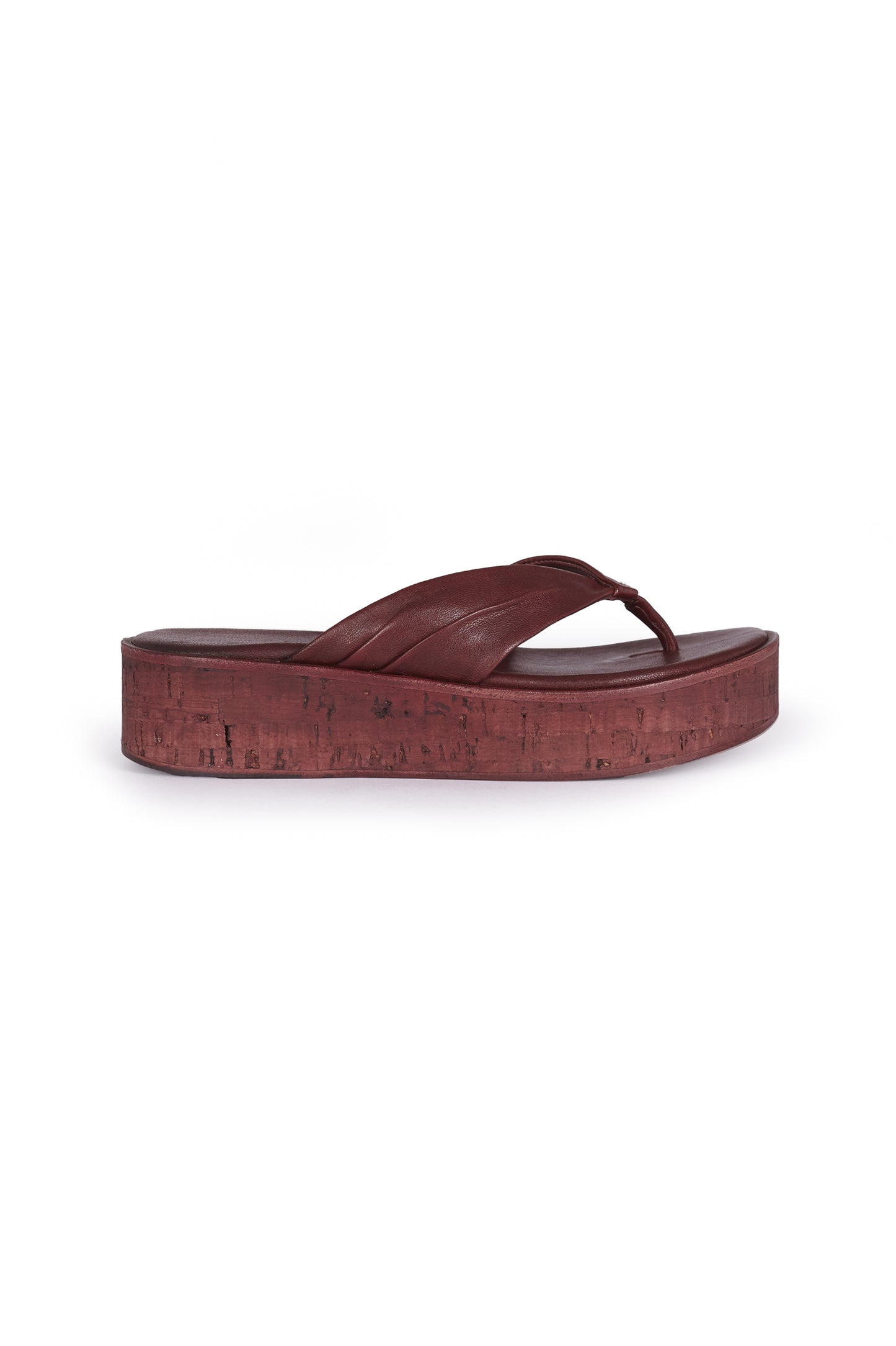 Ada, burgundy leather flip-flops