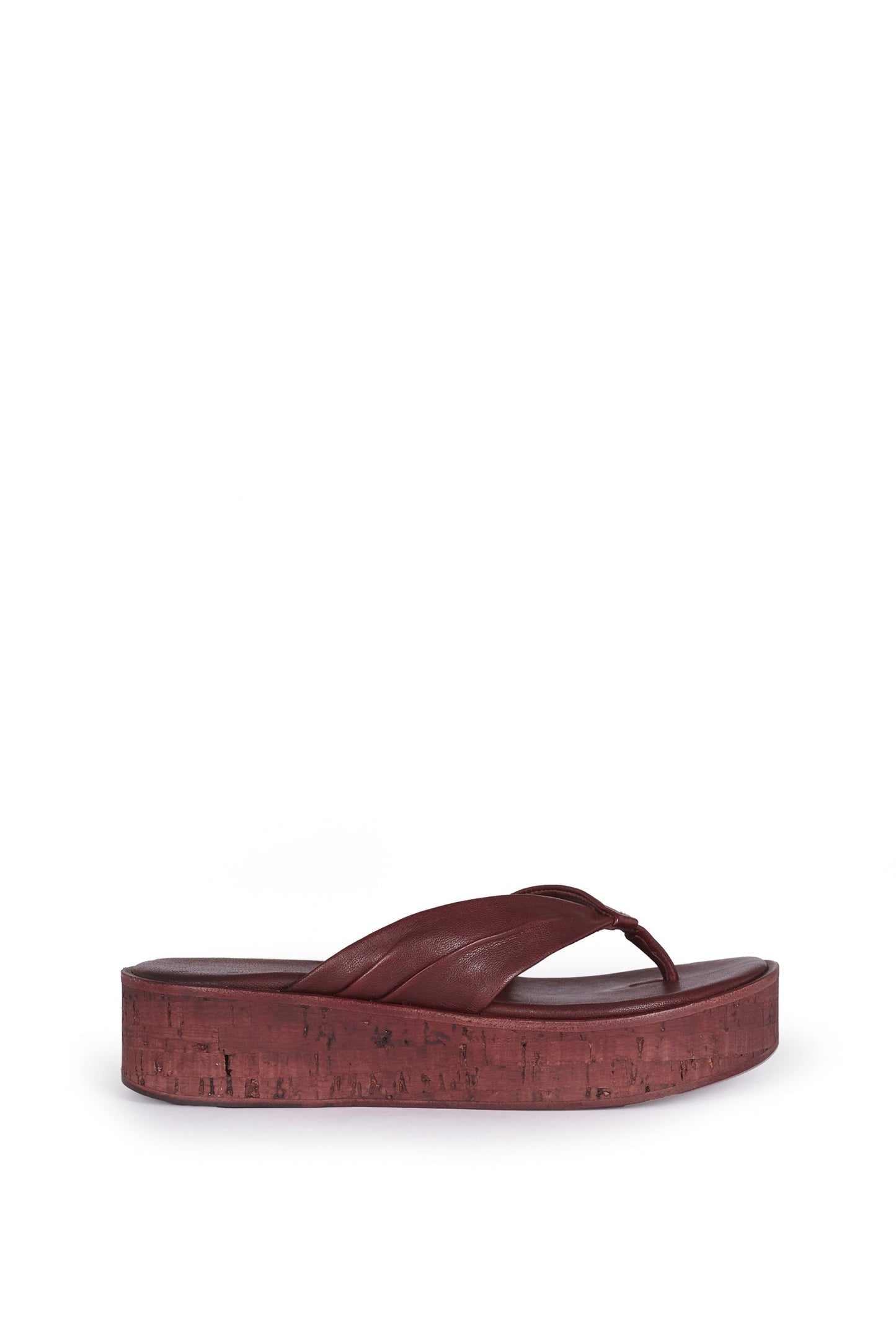 Ada, burgundy leather flip-flops