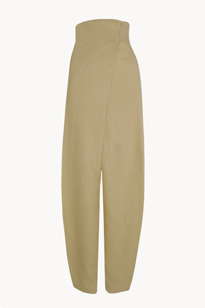 After, beige virgin wool and linen trousers