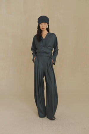 Ahora, vintage blue virgin wool trousers