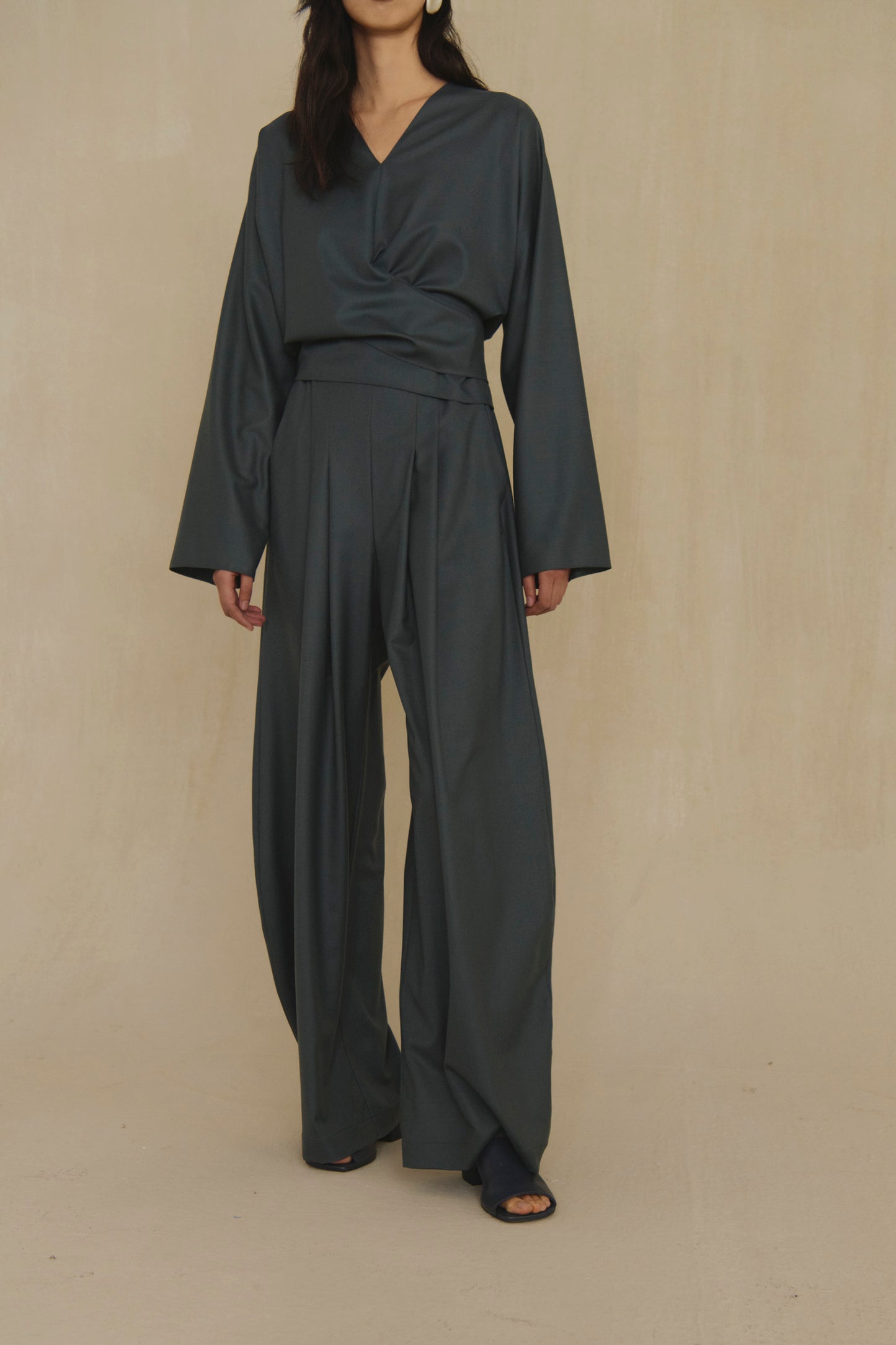 Ahora, vintage blue virgin wool trousers