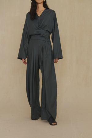 Ahora, vintage blue virgin wool trousers